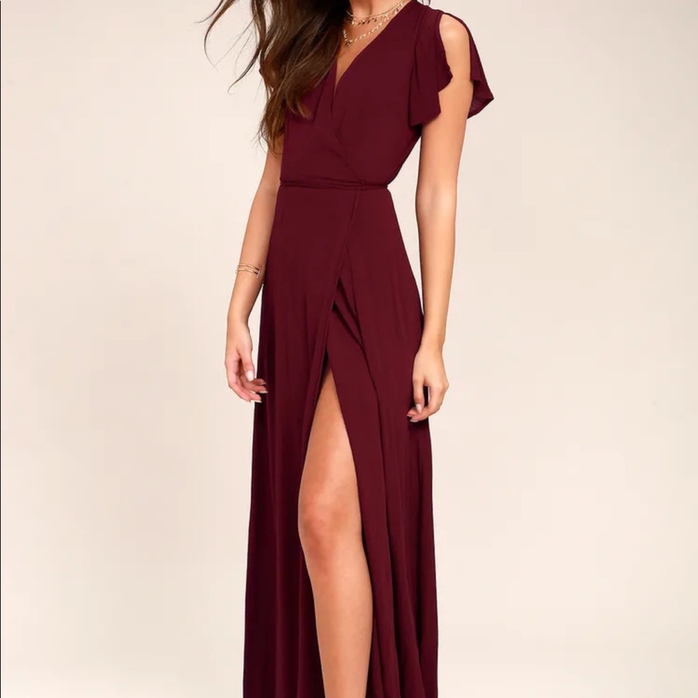 Heart of Marigold Burgundy Wrap Maxi Dress